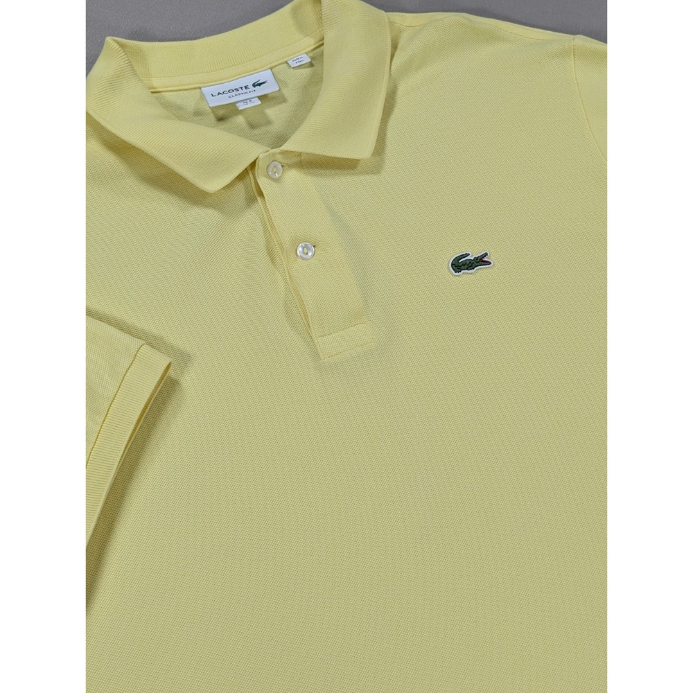 Lacoste Polo Shirt Mens 6 XL Yellow Classic Fit Cotton Pique Crocodile Logo